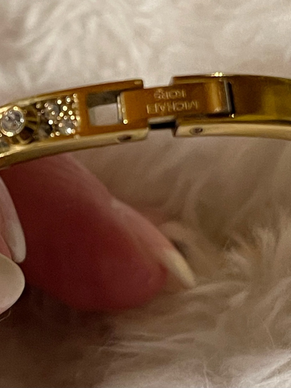 Michael Kors Gold Pavé Studded Hinged Bangle Bracelet - Picture 6 of 9